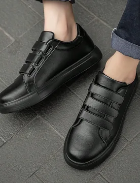 Talla talla grande Pequeña) Zapatos planos versátiles de unicolor minimalistas con para hombres, cómodos y de moda, zapatillas casuales negras para - Shein - FashionsVida