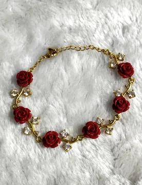 Rose Charm Bracelet Red Rose Bracelet for Women 18k Gold Plated Cubic Zirconia Bracelet - Aliexpress - FashionsVida