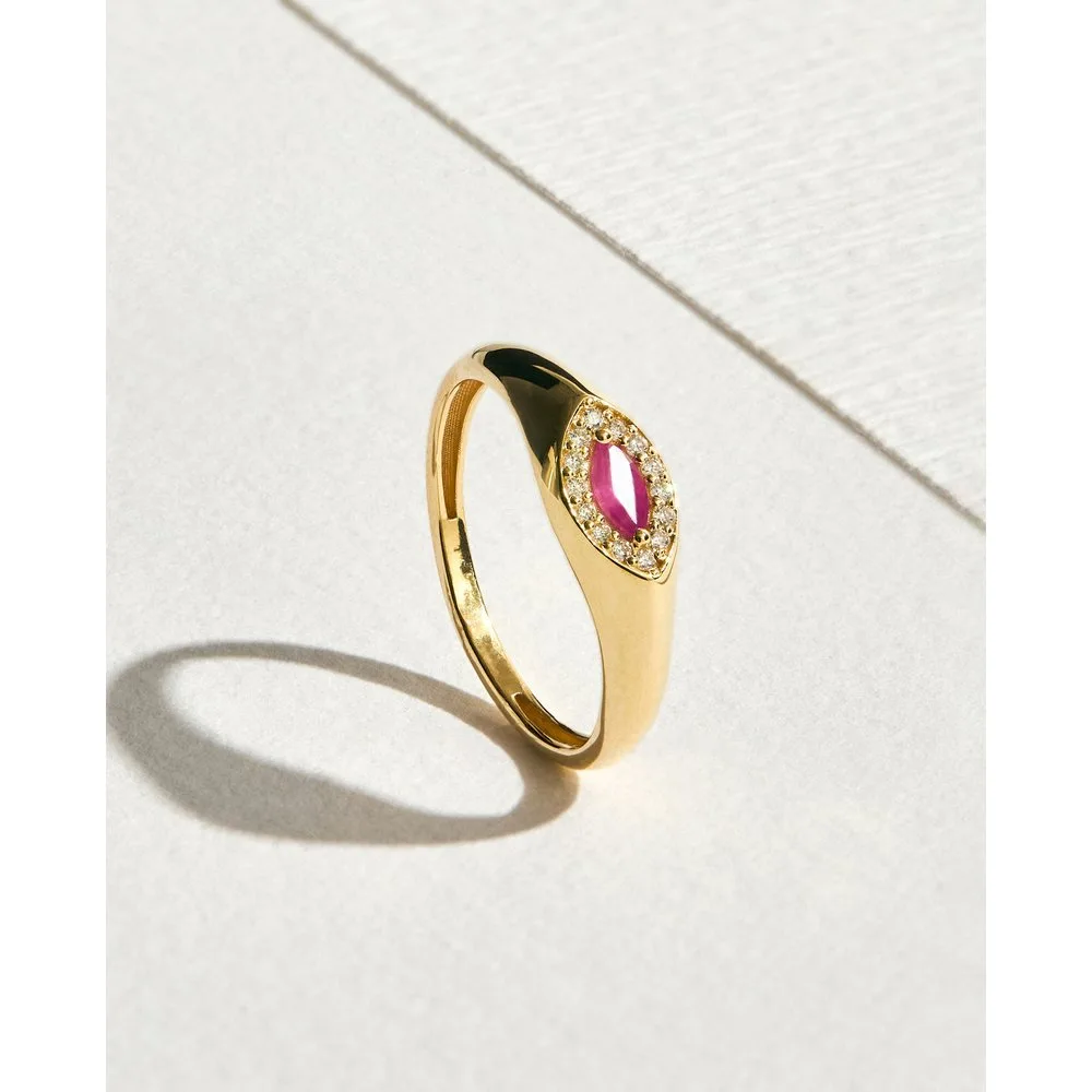 Anillo Sello de oro, diamante y rubí - El Corte Inglés - FashionsVida