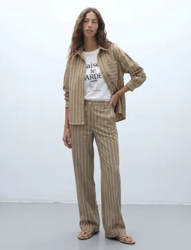 Pantalón recto de mujer estampado rayas - Andam - FashionsVida