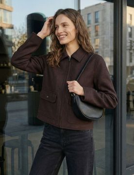 Giacca corta tipo shacket - marrone scuro