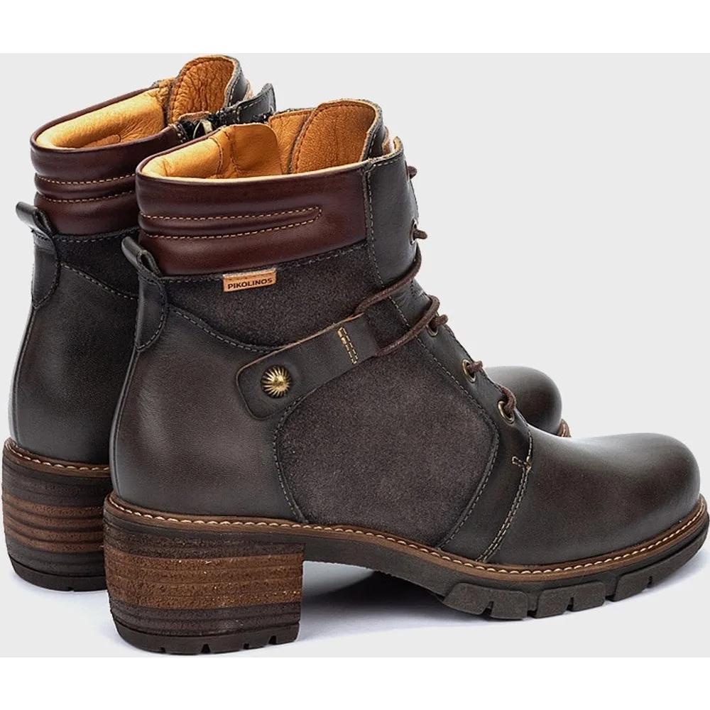 Botines de mujer de piel con cordones y cremallera - Pikolinos - FashionsVida