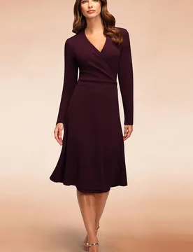 Women's The Wrap Dress in Purple Size: 14 - Purple - Size: 14 - Hot Squash - FashionsVida