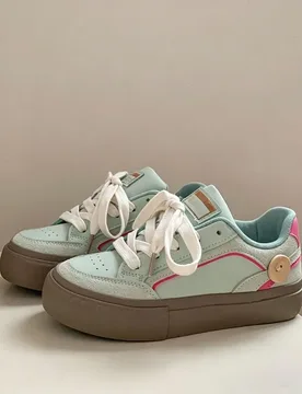 Women's Retro Platform Sneakers Button Decor Low Top Lace Up Skate Shoes Non-slip Casual Walking Footwear for Ladies Daily Wear - Aliexpress - FashionsVida