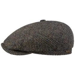 Hatteras Portrush Wool Flat Cap by - brown-blue - Size: M (56-57 cm)