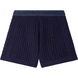 Short de mujer de talle alto, evasé y efecto ganchillo