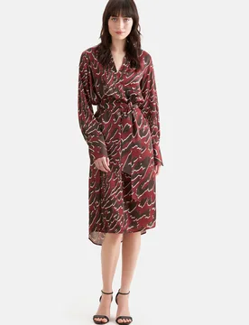 Satiniertes Tunikakleid mit Stehkragen Rot 44 - Seidensticker - FashionsVida