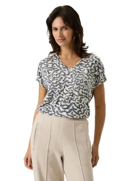 Maglietta A Maniche Corte Con Collo A V O260002 Summer Cobalt L - Garcia - FashionsVida