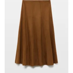 Falda midi de antelina