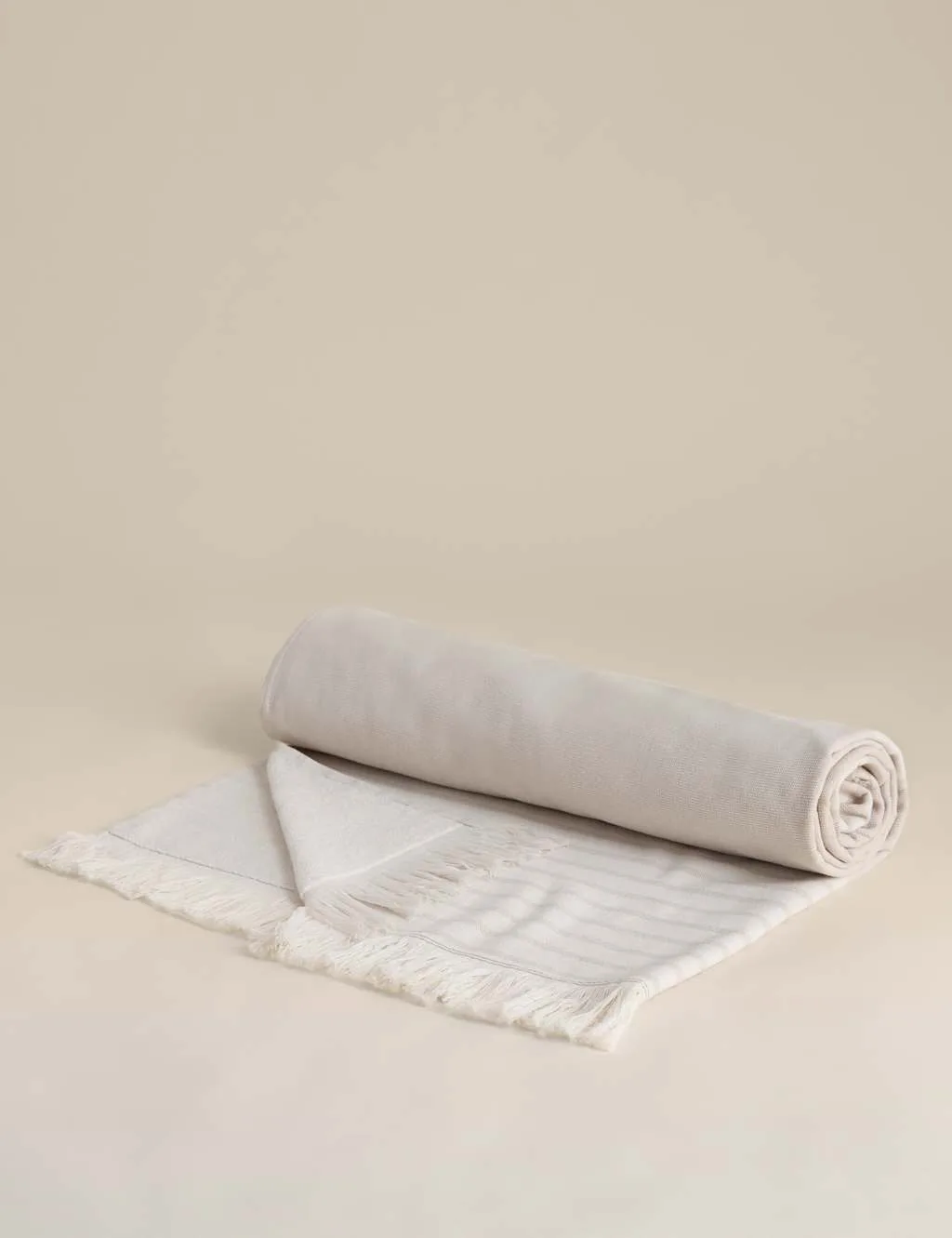 Pure Cotton Striped Beach Towel Neutral - M&S - FashionsVida