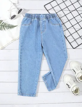 Pieza Pantalones vaqueros de mezclilla azul, con estilo casual y sencillo para niño, para primavera/verano - Shein - FashionsVida