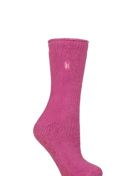 Women's 1 Pair SOCKSHOP 2.3 TOG Plain Thermal Slipper Socks Candy - Pink - Size: Small - Heat Holders - FashionsVida