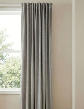Tenda oscurante con fettuccia e finitura in velluto - grigio medio