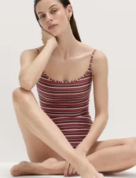Printed Scoop Neck Swimsuit Pink Mix female