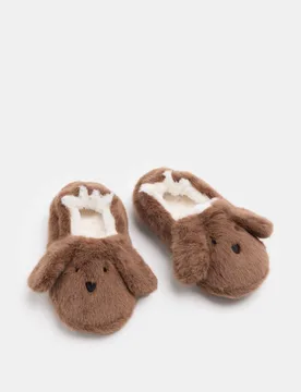 Kids' Dog Slippers (4 Small - 13 Small) Brown male - M&S - FashionsVida