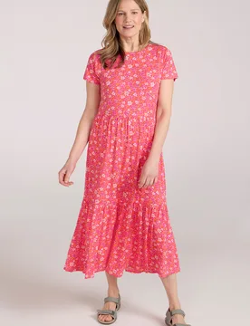 Sardinia Womens Tiered Dress - Bright Pink - Bright Pink - Size: 16 - Mountain Warehouse - FashionsVida