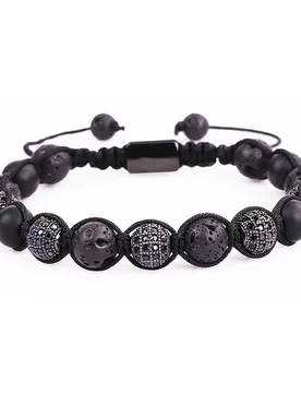 New Arrival 8MM Lava Rock Stone CZ Disc Ball Woven Beads Wrap Bracelets For Men - Aliexpress - FashionsVida