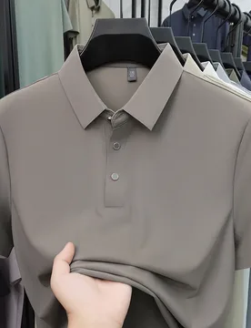 Summer Collared Men T-Shirt Oversized Fit Lightweight Short Sleeve Solid Color Smooth Office Plain Seamless T Shirt for Man - Aliexpress - FashionsVida