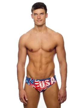 Usa Vintage Map 2013 Swimming Brief Red / Navy 2XL Men - TURBO - FashionsVida