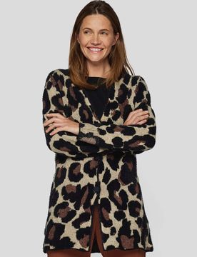 Strickjacke Leopardenmuster - Braun - female - Size: 38