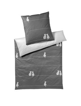 Satin Bettwäsche YOU & ME 70x90/140x200cm Schwarz schwarz baby
