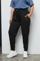 Elasticated Stretch Joggers Pants - Black - Size: 30-32