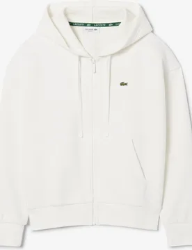 Sudadera de mujer con capucha de piqué con cremallera en gris - Lacoste - FashionsVida
