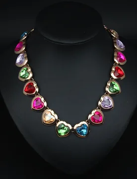 Crystal texture heart-shaped gemstone inlaid short collar necklace for ladies, fashionable accessory - Aliexpress - FashionsVida