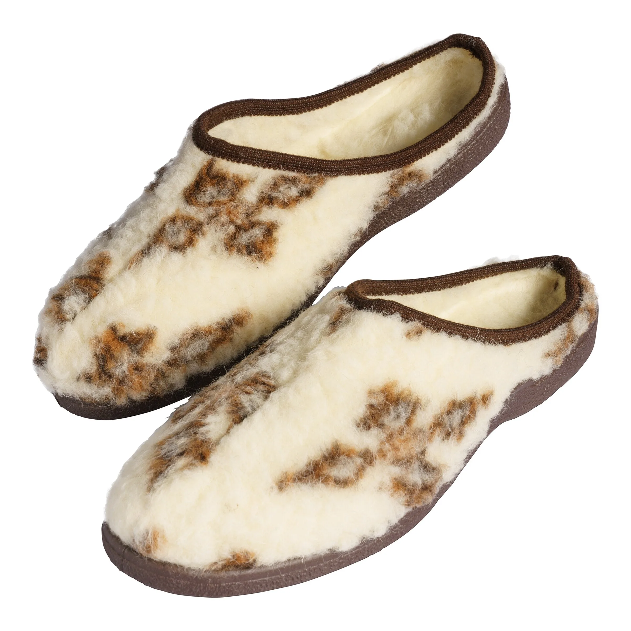Schurwoll-Pantolette weiss braun 41 Damen - Pitzi - FashionsVida