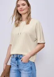 Dropped Shoulder Shirt im Silk-Look female Beige