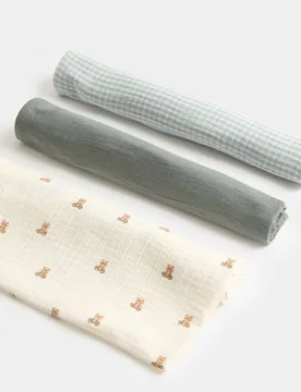 Pack Pure Cotton Muslin Squares Cream Mix male - M&S - FashionsVida