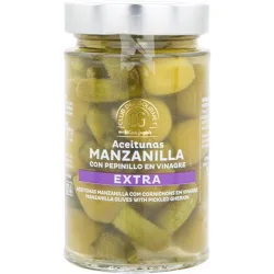 Aceitunas Manzanilla con pepinillos en vinagre extra