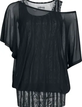 Gothic T-Shirt - Double Pack T-Shirt and Top - S - für Damen - Größe S - schwarz - Frauen - female - Gothicana by EMP - FashionsVida