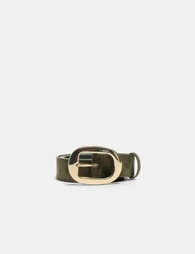 Gürtel mit ovaler Schnalle Khaki 90 - Stradivarius - FashionsVida