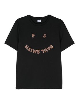 T-shirt in cotone con logo Happy