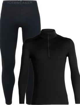 Sous-vêtement en laine de mérinos - Pack M Merino 200 Oasis LS Half Zip Black en Laine - Icebreaker - FashionsVida