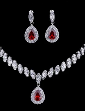 A Simulated Bridal Silver Necklace Sets 4 Colors Wedding Jewelry Parure Bijoux Femme Party Gift - Aliexpress - FashionsVida