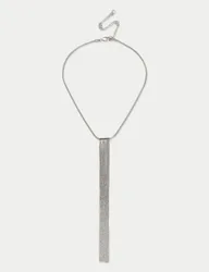 Long Fringe Necklace Silver female