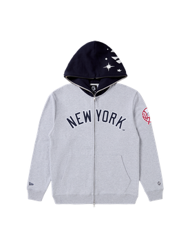 Nyy Blocked Zip Through Hood - Grey