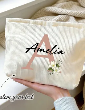 Bolsa de maquillaje personalizable, bolso de mano personalizado, estuche de almacenamiento con logotipo de nombre y letra personalizados, bolsa de maq - Shein - FashionsVida