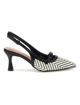 Décolleté Slingback nere con cinturino e tacco medio P666 40