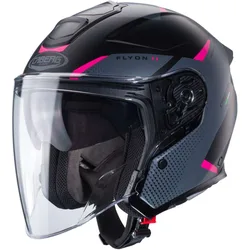 Casco Moto Jet FLYON II BOSS Nero Opaco Grigio Rosa taglia S