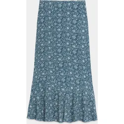 Falda midi con volantes en el bajo