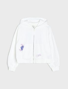 Top da jogging con zip e cappuccio Stitch - bianco
