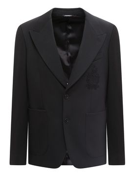 Blazer in viscosa con patch logo ricamato