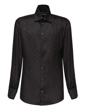 Camicia logo jacquard in seta martini