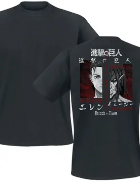 Anime T-Shirt - Eren And Titan - M bis 3XL - für Männer - Größe XXL - schwarz - Lizenzierter Fanartikel - Männer - male - Attack on Titan - FashionsVida