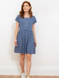 Womens Harbour Jersey Dress Fleur - Navy Cotton - Size X-Large