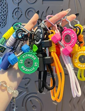 Llavero de mini discos de pesas, tazas de agua, mancuernas de simulación, llavero creativo de dopamina, colgante para bolsa de fitness, llavero de di - Shein - FashionsVida