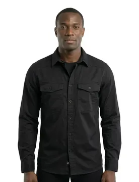 Camicia A Maniche Lunghe Flannel Black S
